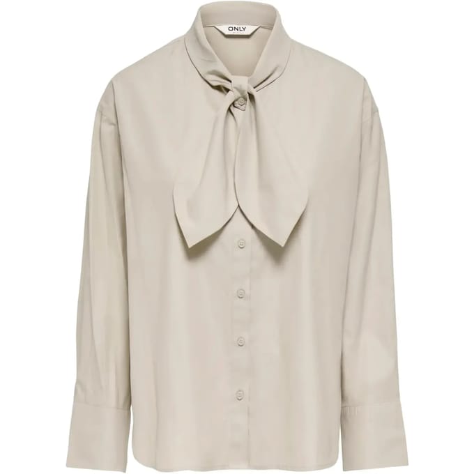 Only beige dames blouse   Shawlkraag   Regular fit   Knoopsluiting   Duurzaam   Lange mouw Beige S