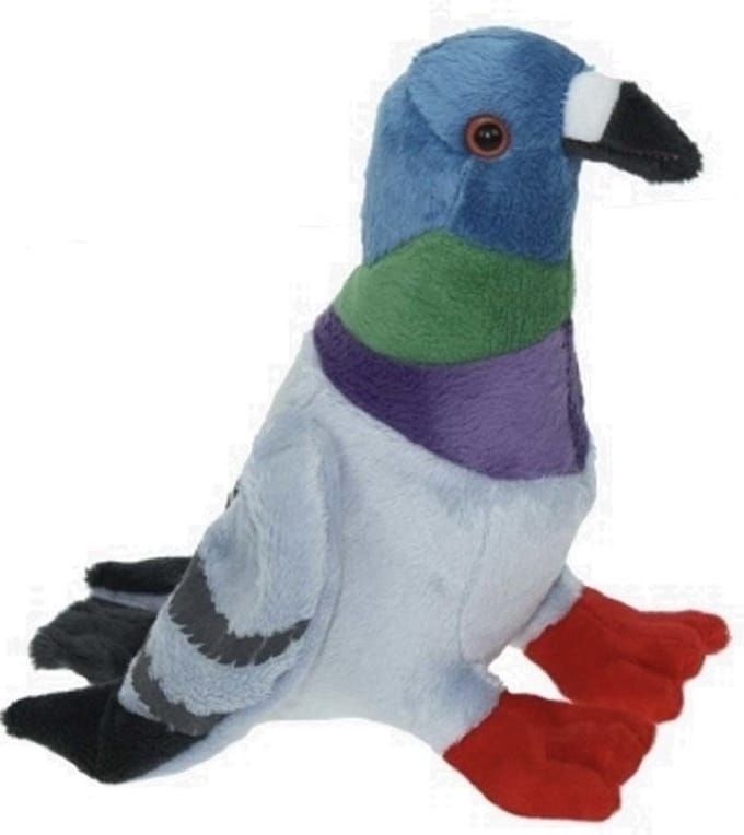 Cornelissen Knuffel duif - gekleurd - 19 cm - pluche - vogel - knuffelduif - duiven - knuffeldier - speelgoed