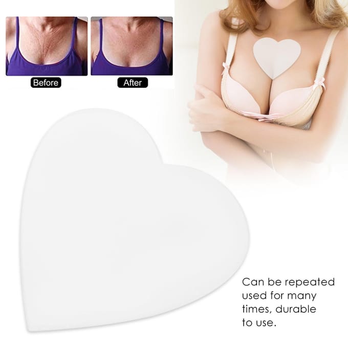 Anti-Rimpel Siliconen Borstpad Onzichtbare Decolleté BH Verzorging Herbruikbare Pads Hart white