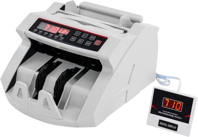 Geld Telmachine - Bankbiljet Teller - Geld Verwerken - 2-in-1 Detector - 900 Biljetten/Min - Wit