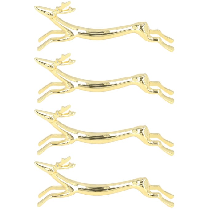 Lot de 4 repose-baguettes réutilisables, surface lisse, motif animal mignon, doré, pour la maison beige