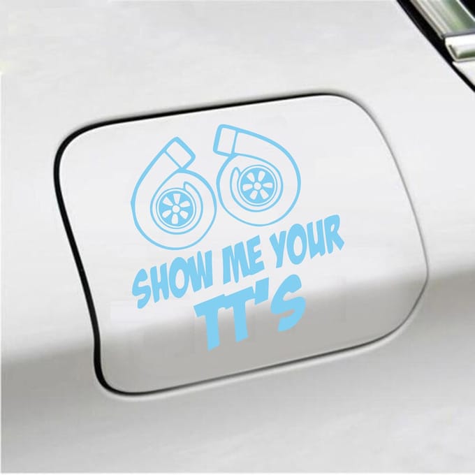 Bumpersticker - Show Me Your TTs - 15 X 15 - Licht Blauw