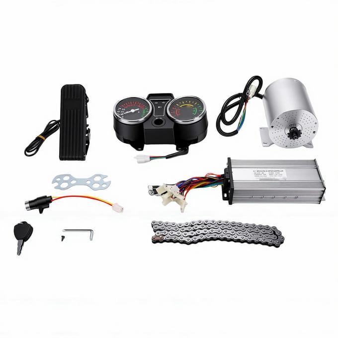 Elektrische Borstelloze DC Motor Kit 48V 2000W Elektrische Borstelloze Motor met Controller Code Tabel Pedaal Ketting voor Go Karts black