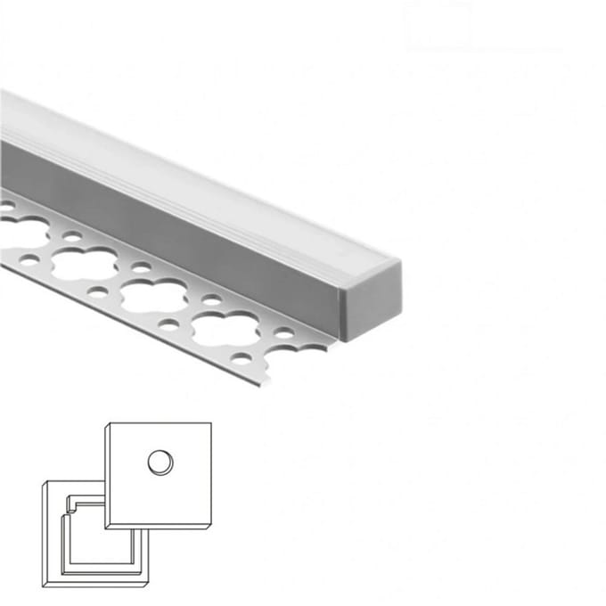 Led profiel stucprofiel - 1 meter - Aluminium - Smal - Stucstop - Geschikt voor led strips tot 12 mm - Led strip profiel incl. afdekkap