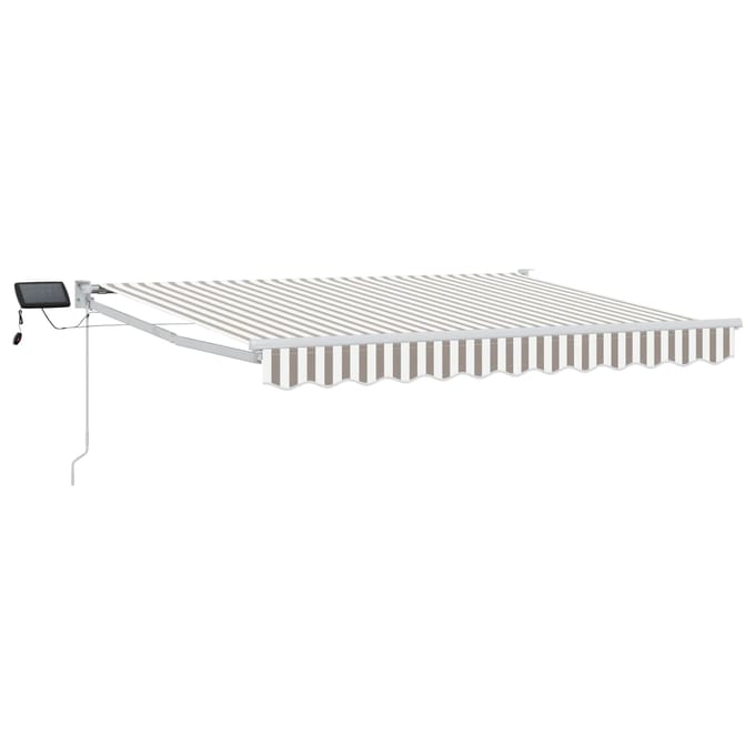 vidaXL - Handbediende - luifel - met - LED's - Lichtgrijs - en - wit