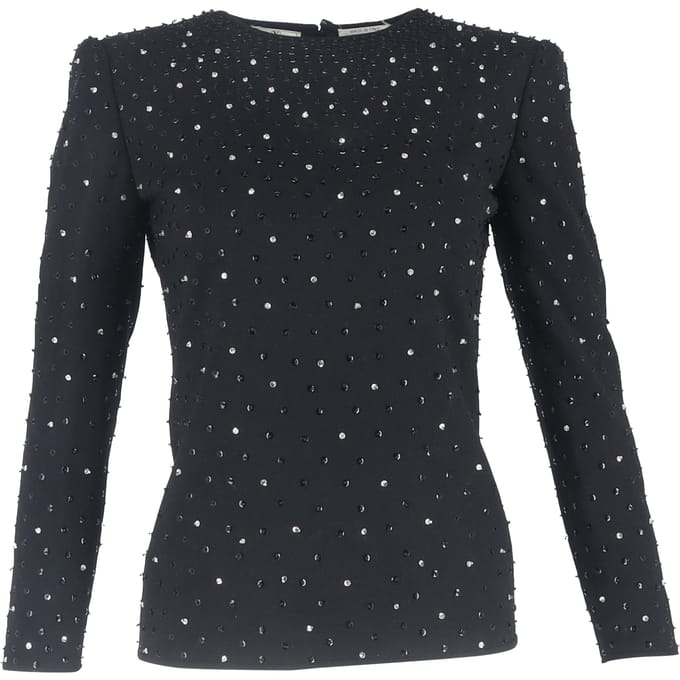 Valentino Garavani top met lange mouwen en versieringen in zwart polyester