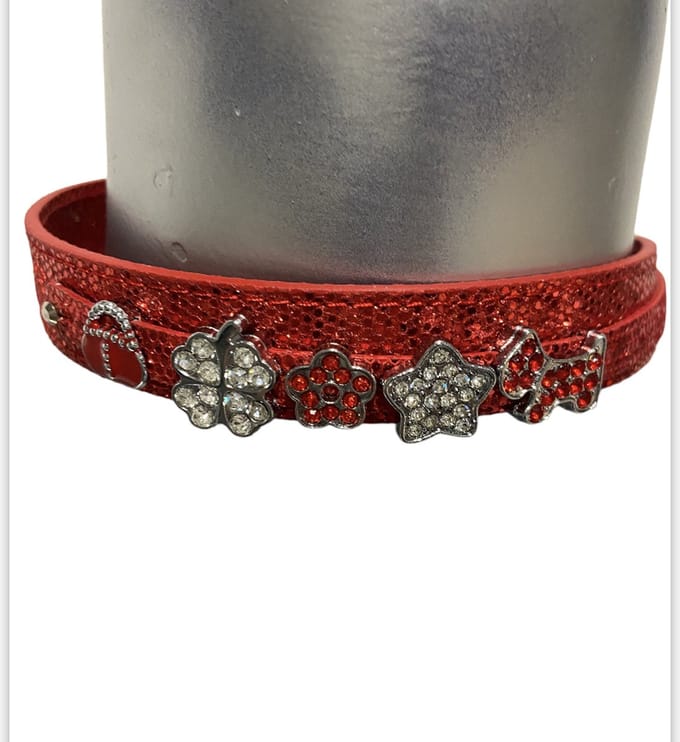 Body Pleasure Rode Glitter Halsband met Steentjes – Zelf Samenstellen