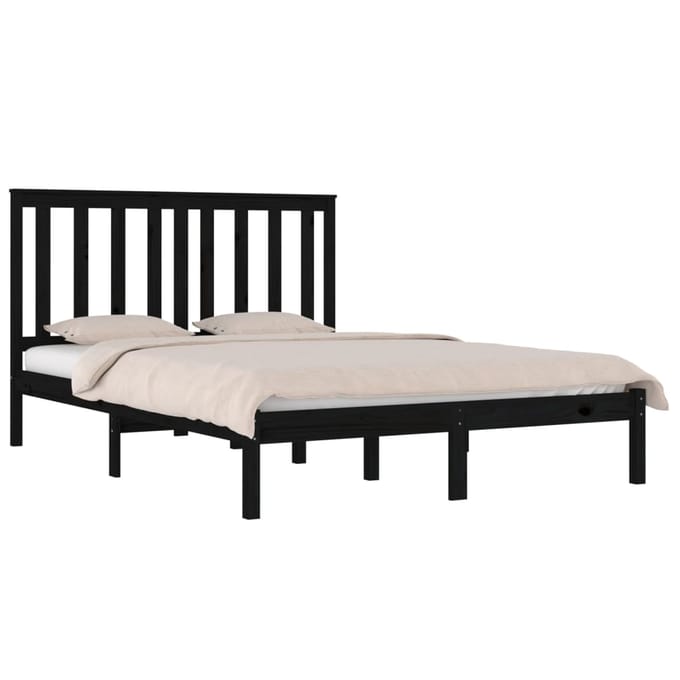 vidaXL - Bedframe - massief - grenenhout - zwart - 200x200 - cm