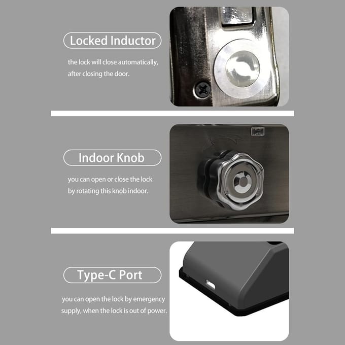 Serrure intelligente de porte d'entrée sans clé, antivol, mot de passe biométrique, serrure de porte avec application Tuya à distance noir