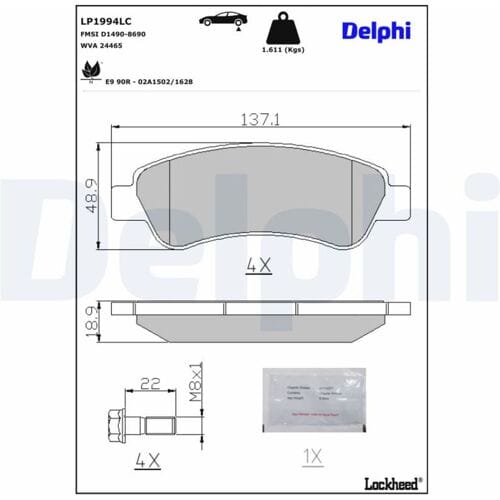 Remblokkenset, schijfrem DELPHI LP1994LC