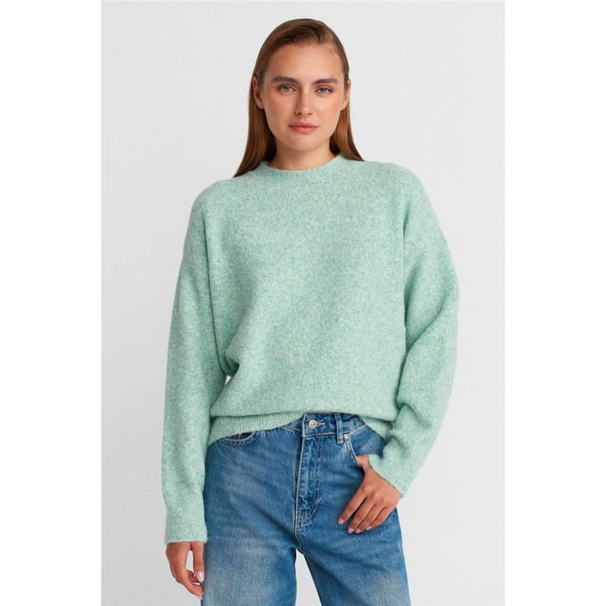 Dames Effen Rondhals Ribbelsweater