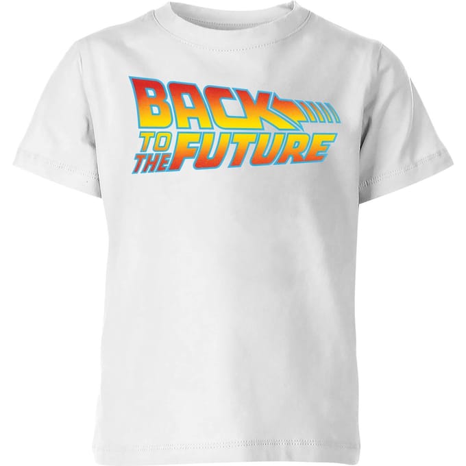 Back To The Future Classic Logo Kids' T-Shirt - White - 122/128 (7-8 jaar)