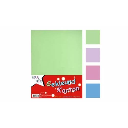 CREAKIT. Knutselkarton Pastel – Pastel papier – Knutselen – A4 formaat – 50 Vellen – 150 gram – Pastel – Bauw/wit/rood/groen/geel