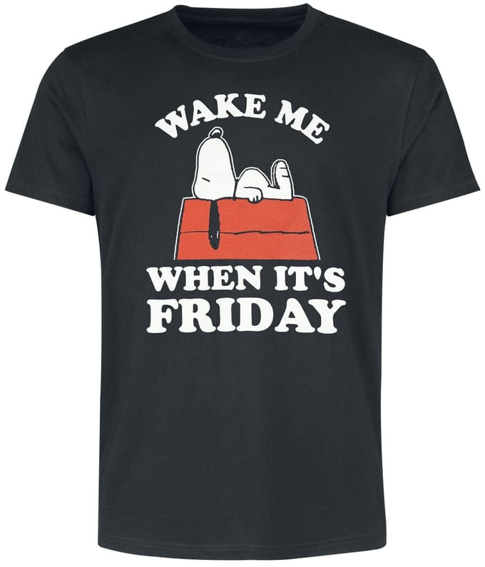 Peanuts T-shirt - Snoopy - Wake Me When It’s Friday - M tot 3XL - voor Mannen - zwart