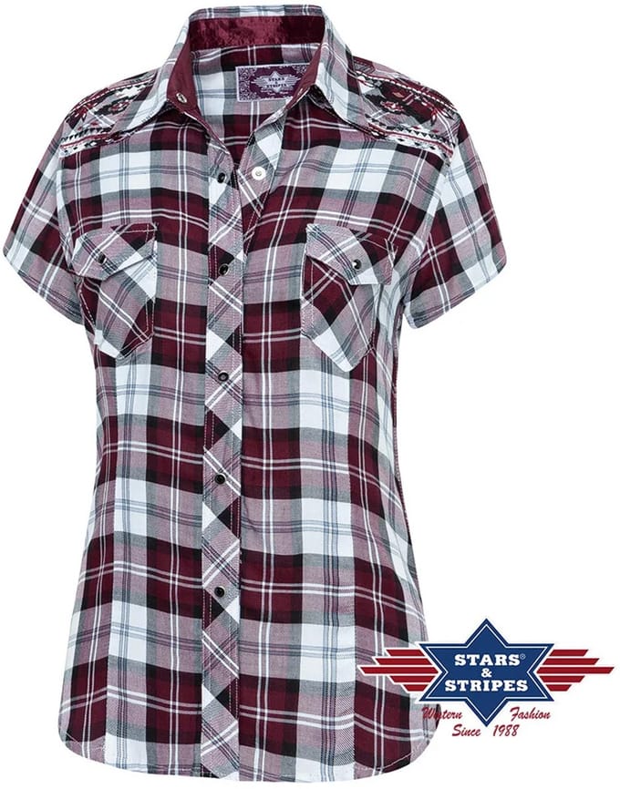 Dames Western Blouse Pasadena short Stars&Stripes maat XL