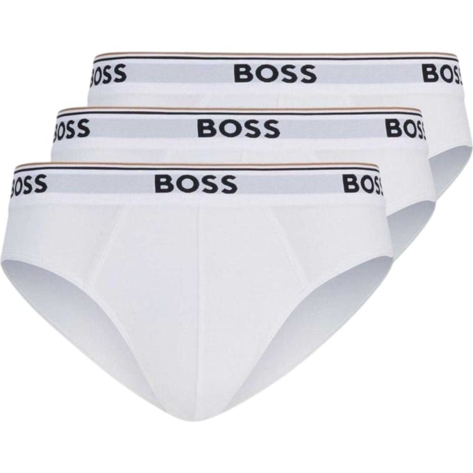 Boss Heren Premium Katoenen Boxers (Verpakking van 3) (Wit)