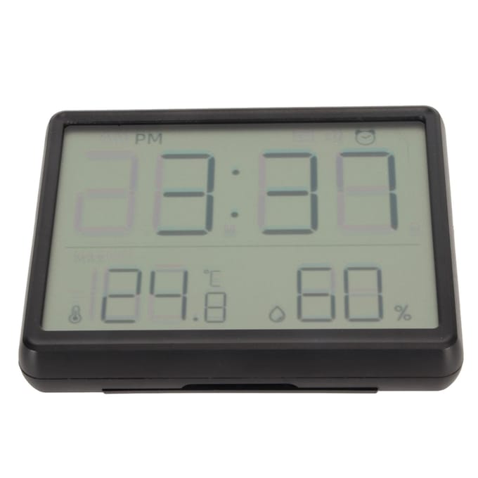 Réveil Numérique avec Affichage de la Température et de l'Humidité Horloge Numérique Murale avec Support Arrière gray
