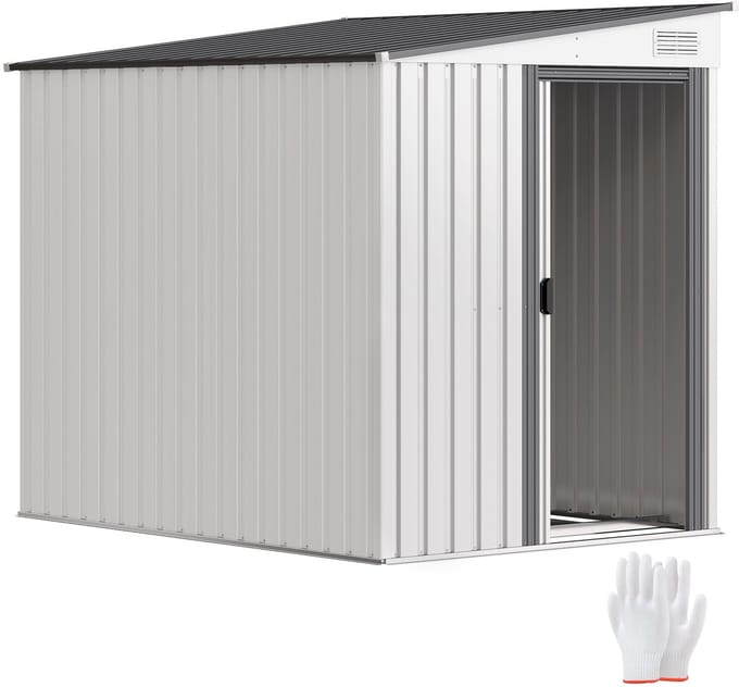 Outsunny Tuinopslagschuur Staal 154L x 206,5B x 181H cm Wit