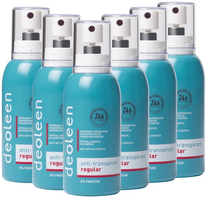 Deoleen Anti-transpirant - Pompspray Regular - Deodorant - 75 ml 6 pack