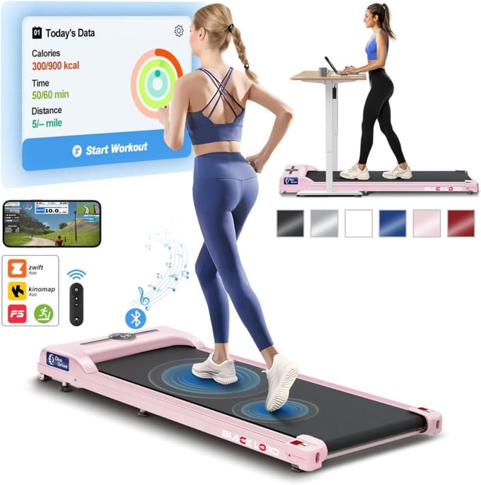 Loopband Onder Tafel - Compacte Loopband - Thuiswerken Fitness - 2-in-1 Opvouwbaar - 1-9 km/u - Roze