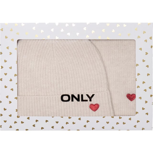 Only Onlavery life scarf and beanie set cc cloud dancer