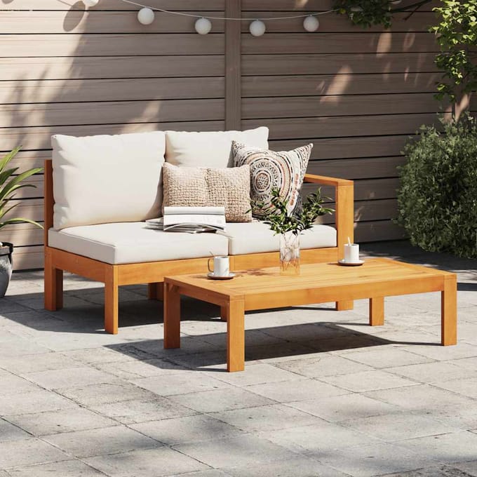 vidaXL - Tuinbank - met - 1 - armleuning - 2-zits - massief - acaciahout