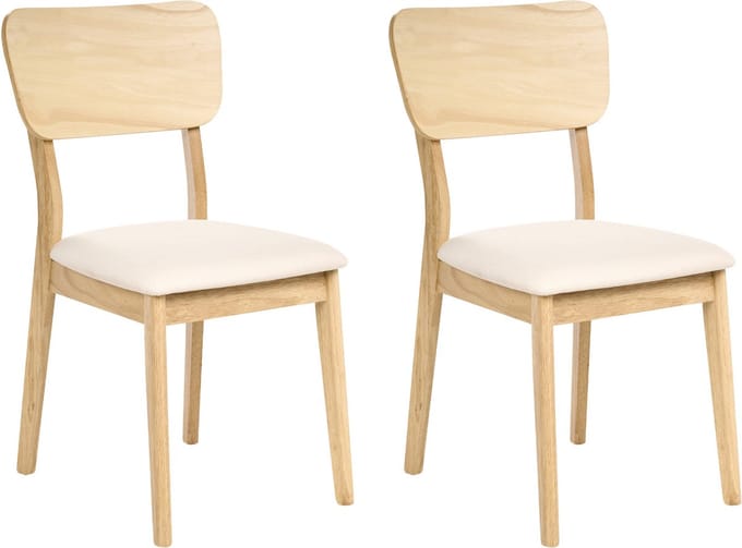 MINIER - Eetkamerstoel set van 2 - Lichtbruin/Lichtbeige - Rubberhout