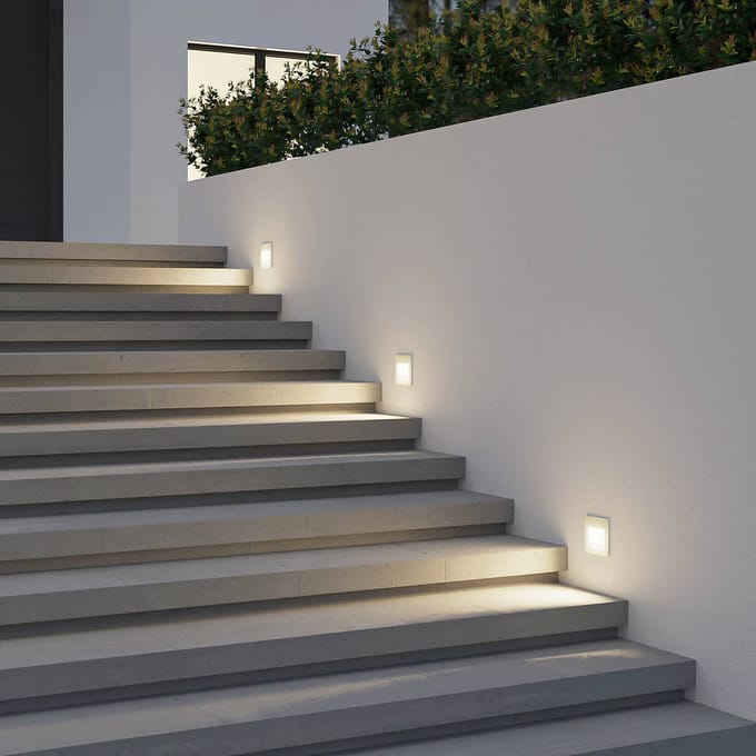 Arcchio LED wand inbouwlamp Zamo, louvre, wit, metaal, IP65