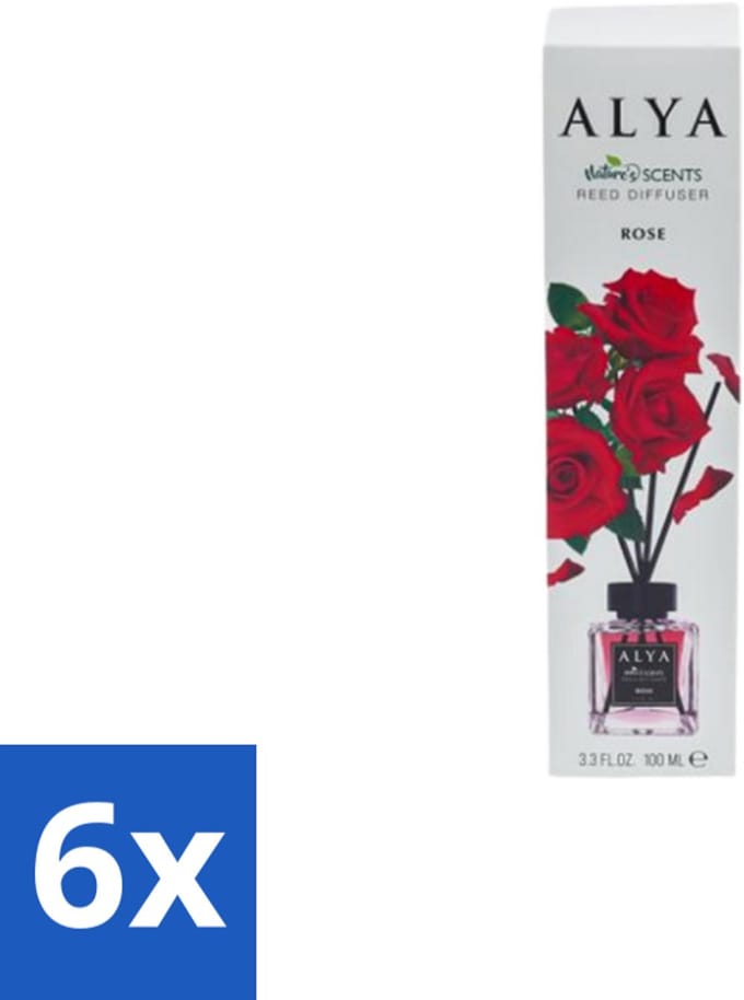 Alya – Geurdiffuser – Rose – Interieurparfum - Voordeelverpakking - 6 stuks