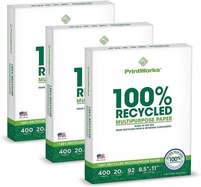 100% Gerecycled Multifunctioneel Papier A4 - 3 Pakken (1200 Vel) Wit