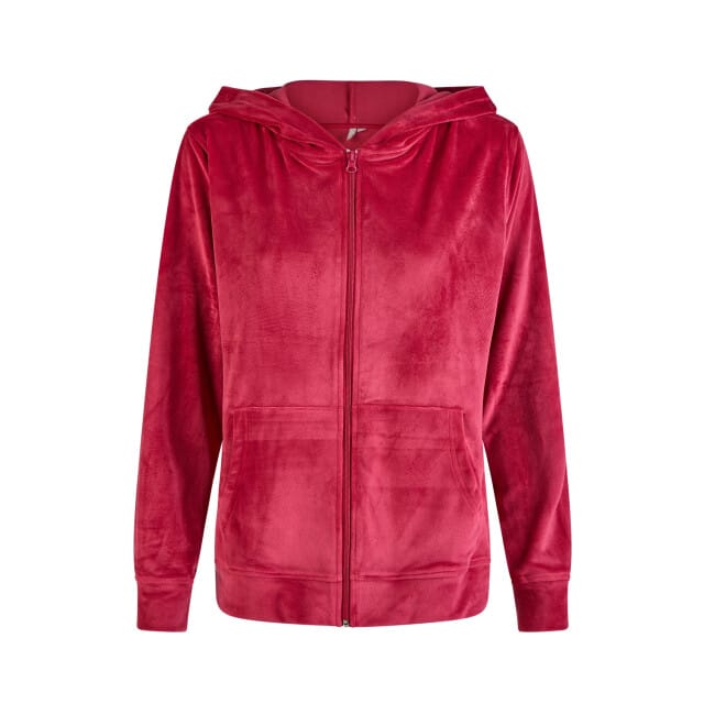 By Louise Dames Huispak Met Rits Velours Effen Rood - Maat M