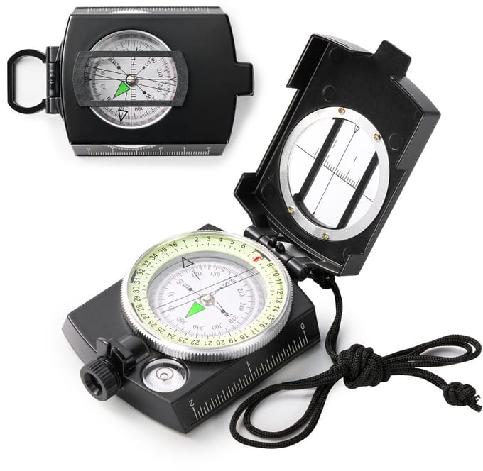 YONO Militair Kompas - RVS - Inklapbaar - Kaartlezer - Liniaal - Metaal - Survival - Zwart
