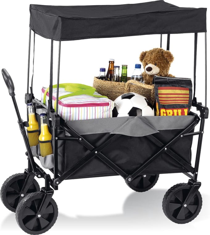 EASYmaxx bolderwagen met dak - opvouwbaar - antraciet/zwart