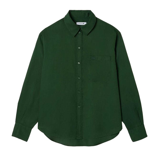 Lacoste Oversized shirt van lyocell voor dames (Groen)