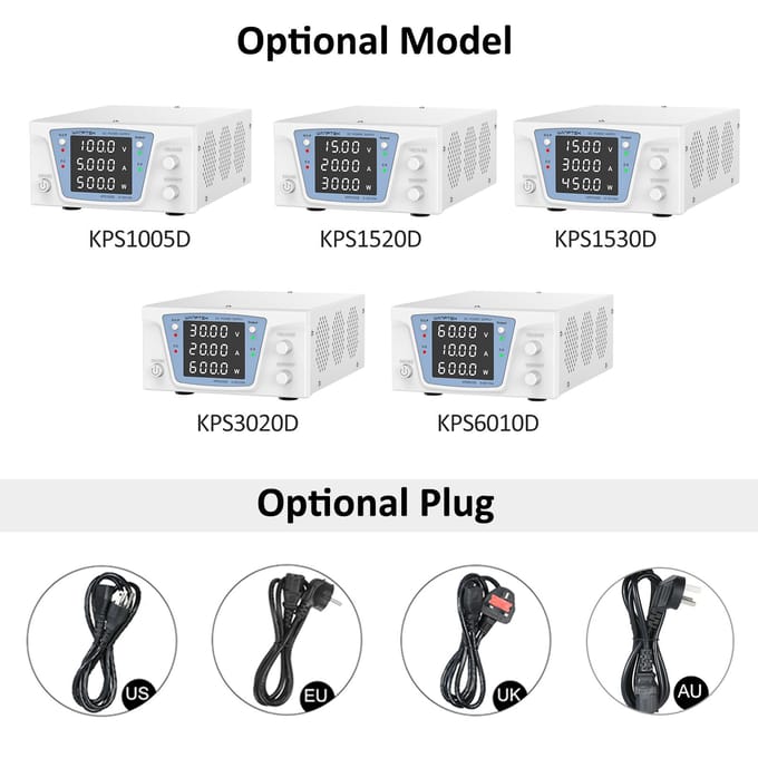 WANPTEK Alimentation CC Variable 100 V 5 A Alimentation d'établi Haute Puissance avec Affichage LED à 4 Chiffres EU Plug 60V 10A blanc