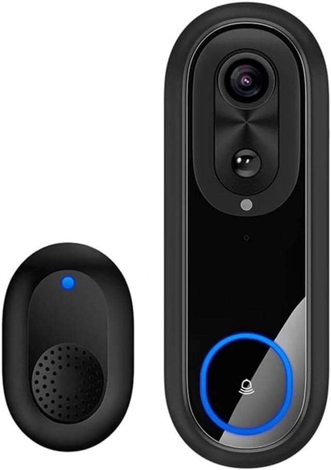 Videodeurbel HD - Smart Intercom - Huisbeveiliging - Draadloze Installatie - 17 x 13 x 4 cm - Zwart