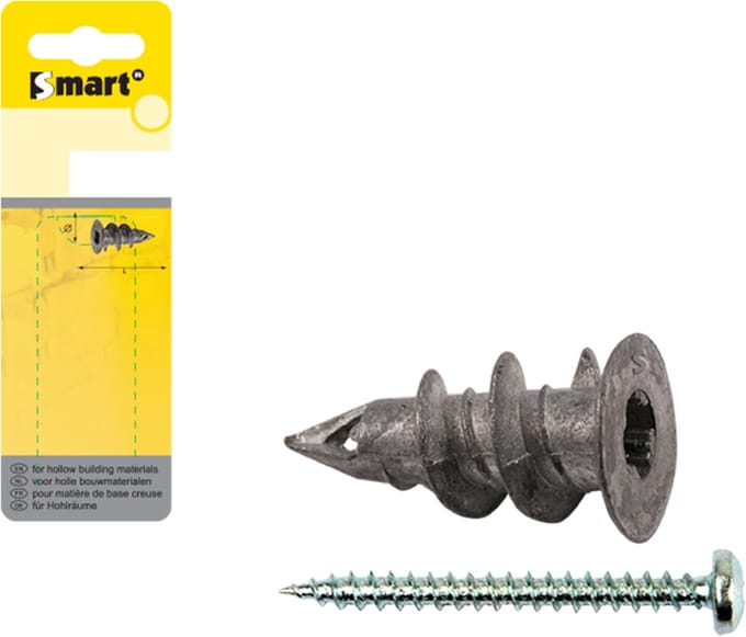 SMART | Zelfb. gipskartonplug +schroef Ø 15x29 Zn | 6 st