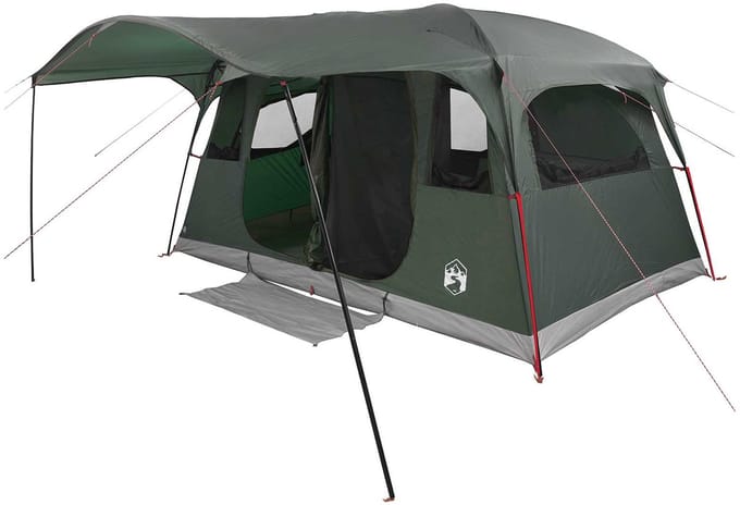 vidaXL - Tunneltent - 10-persoons - Leger - Groen - Polyester - en - Staal