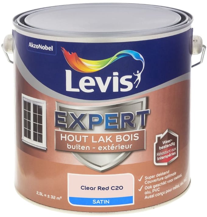 Levis - Expert Hout Lak Buiten Satin Mix - Clear Red C20 - Mengverf - 2,5 L