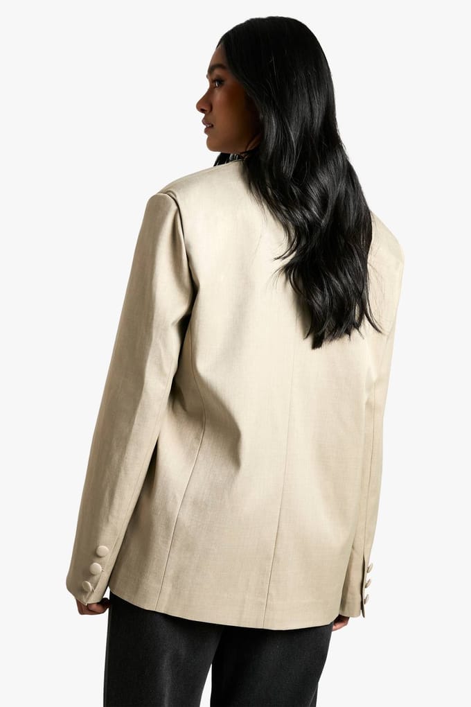boohoo Dames Op maat gemaakte oversized blazer met enkelrijige knoopsluiting | Steen | Maat: 36