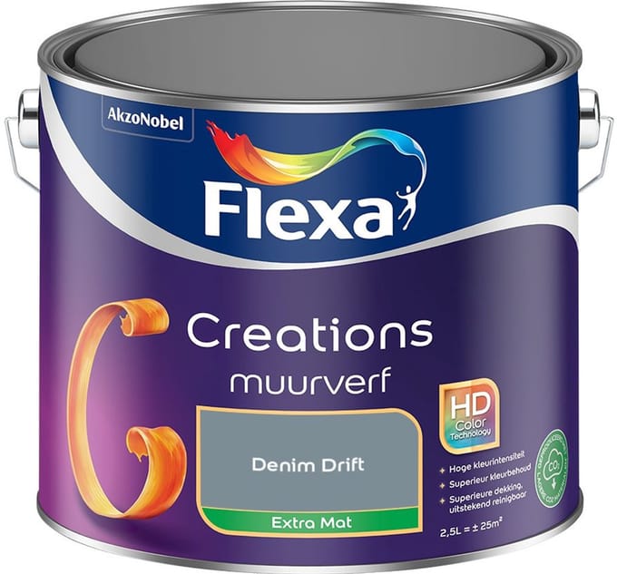 Flexa - Creations Muurverf Extra Mat - Denim Drift - Mengverf - 2,5 L