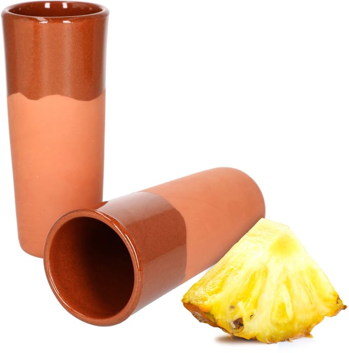 Set van 2 klei mokken 330ml gedeeltelijk geglazuurd - 12968