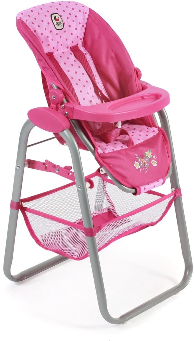 Kinderstoel voor poppen, stippen roze