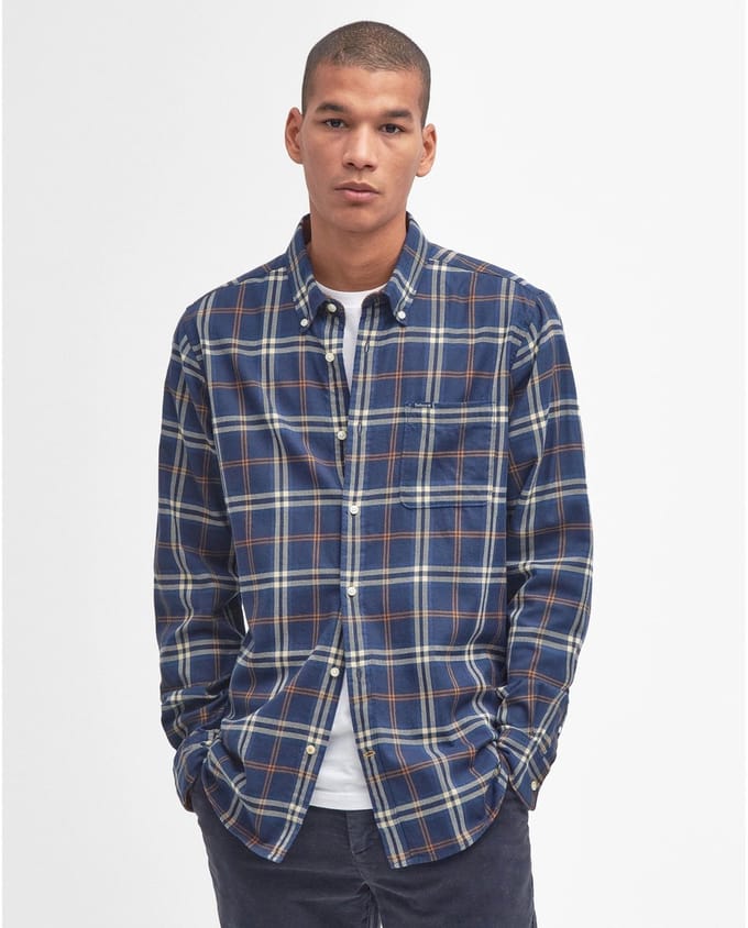Barbour Getailleerd overhemd met lange mouwen Crossfell blauw