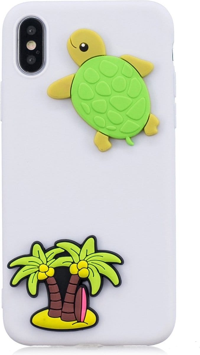Peachy Tropisch Schildpad 3D Cartoons hoesje geschikt voor iPhone XS Max Case - Wit