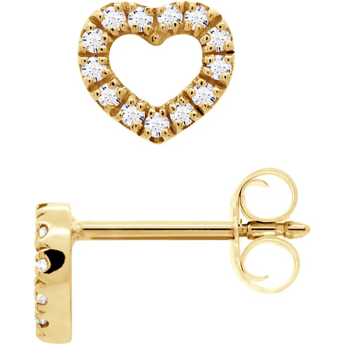 Diamond Earrings Hearts 0080 Cts Yellow Gold