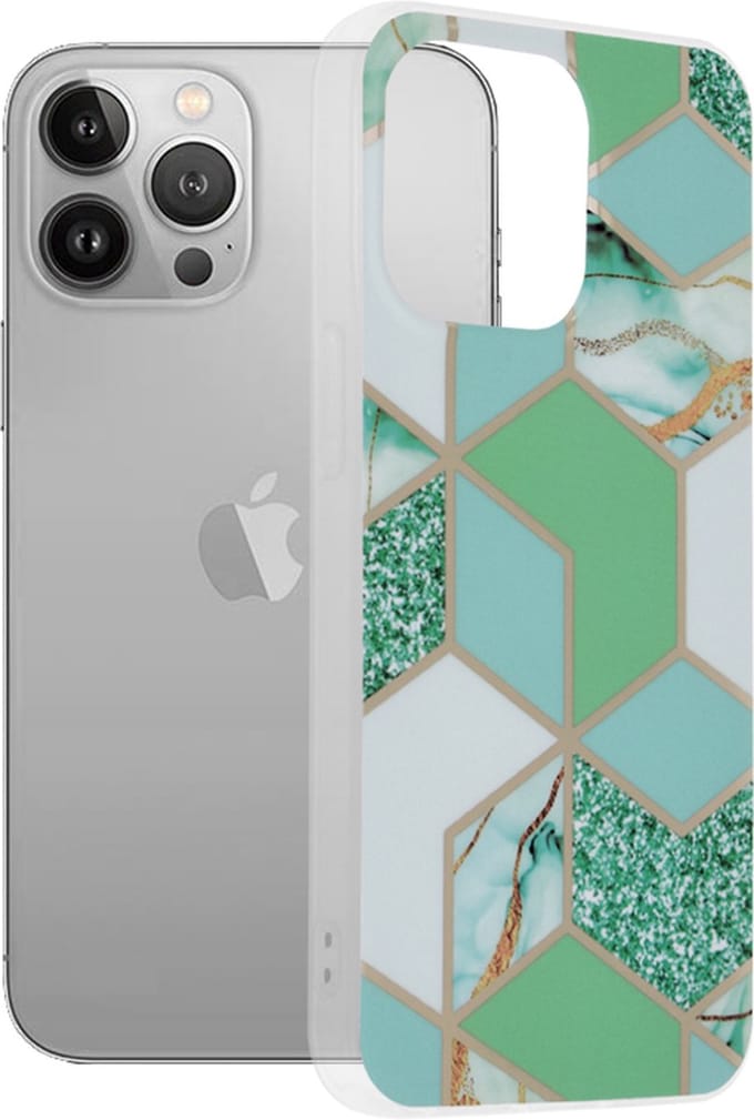 Techsuit Marble Back Cover voor Apple iPhone 13 Pro - Green Hex
