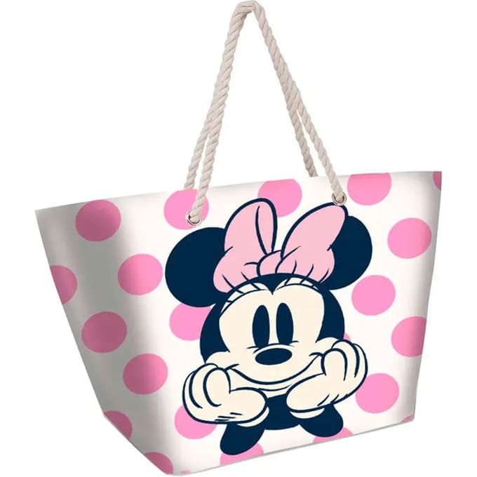 Karactermania - Disney - Minnie Mouse Stippen - Strandtas met rits - Boodschappentas - Roze