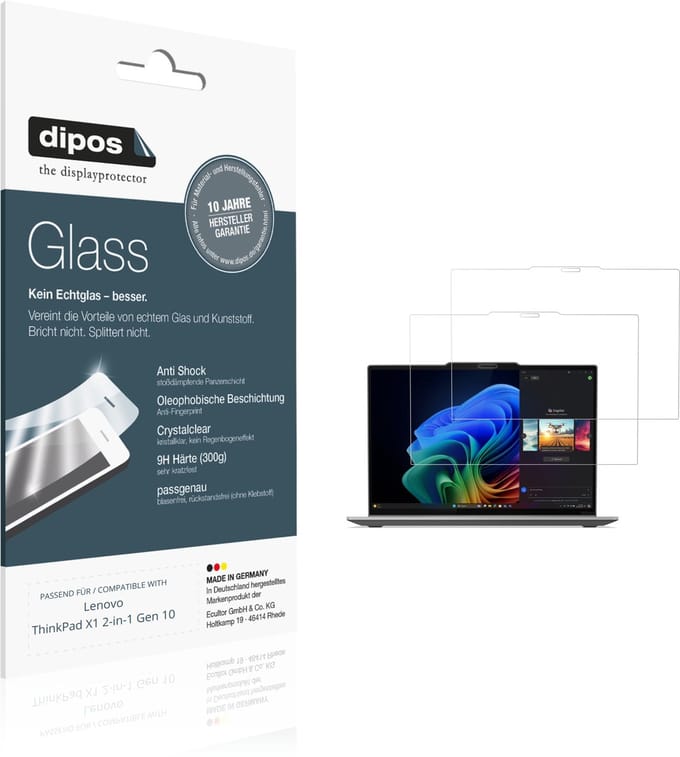 dipos – 2x Pantserfolie geschikt voor Lenovo ThinkPad X1 2-in-1 Gen 10 | 9H Screenprotector