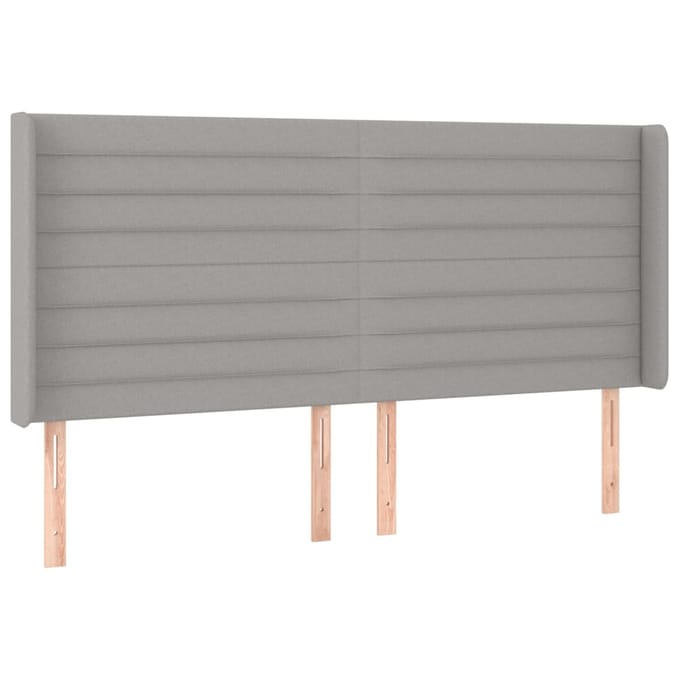 vidaXL - Hoofdbord - LED - 203x16x118/128 - cm - stof - lichtgrijs